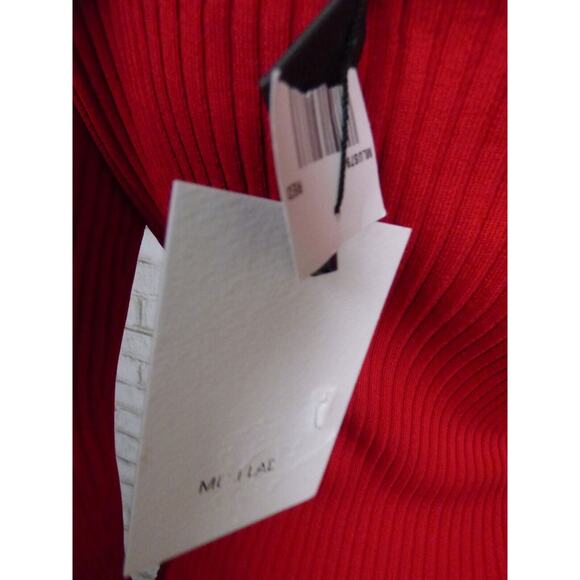 $198 MLM Label Red Ribbed Long Bell Sleeve Off Shoulder Indiana Sweater M NWT - Picture 10 of 11